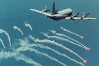 P-3 aircraft ejecting infrared flares